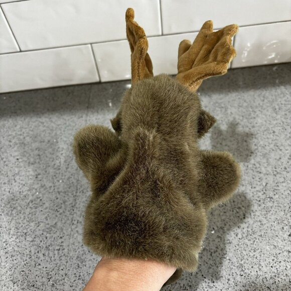 Jaag Plush Hand Puppet Moose Deer W Antlers Pretend Play Preschool Stuffed Toy - Picture 4 of 6